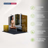 Kit de stand 3x3 m avec deux murs inclinés et comptoir
