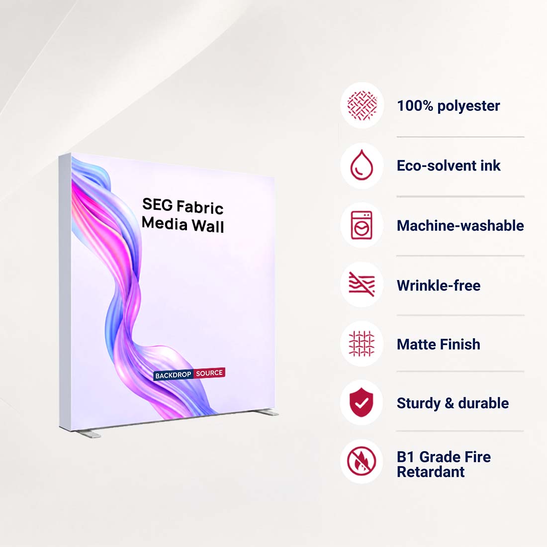 Non-Backlit SEG Fabric Media Wall - 2.5m W x 2.5m H