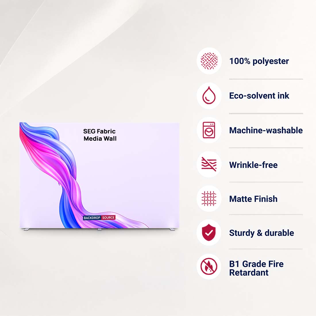 Non-Backlit SEG Fabric Media Wall - 4m W x 2.5m H