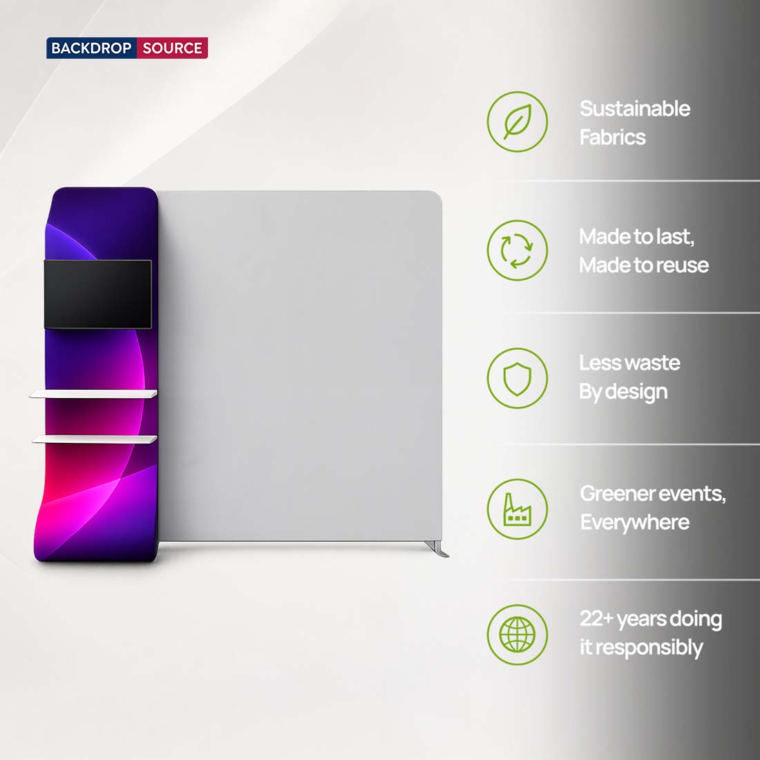 Présentoir en cascade pour commerce avec support TV et étagères de rangement