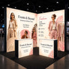 L-Shaped Illuminated Media Wall Set with Counters for 3x3m Booths