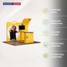 Kit stand 3x3m avec murs courbes et droits, comptoir et support TV