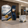 3x3m Booth Kit with S-Curve Wall & Sloped Arch, Counter & TV