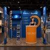 3x3m Booth Kit with Backwall, 2 Banners, TV Shelf & Oval Counter