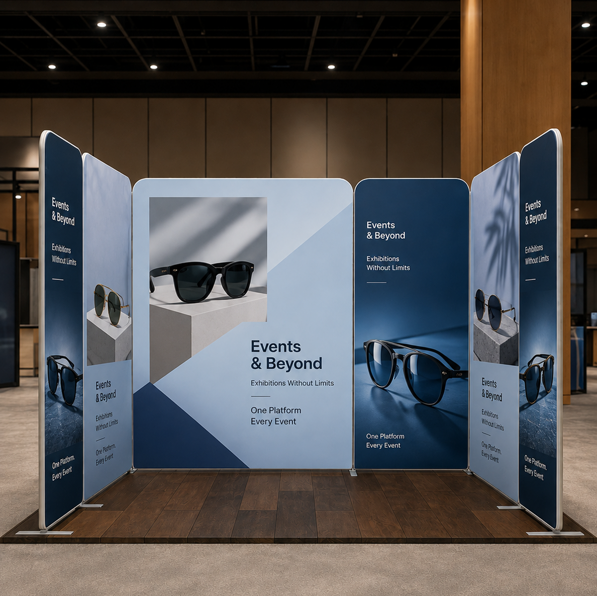 Mur de stand en tissu magnétique 3x3m avec 6 panneaux droits
