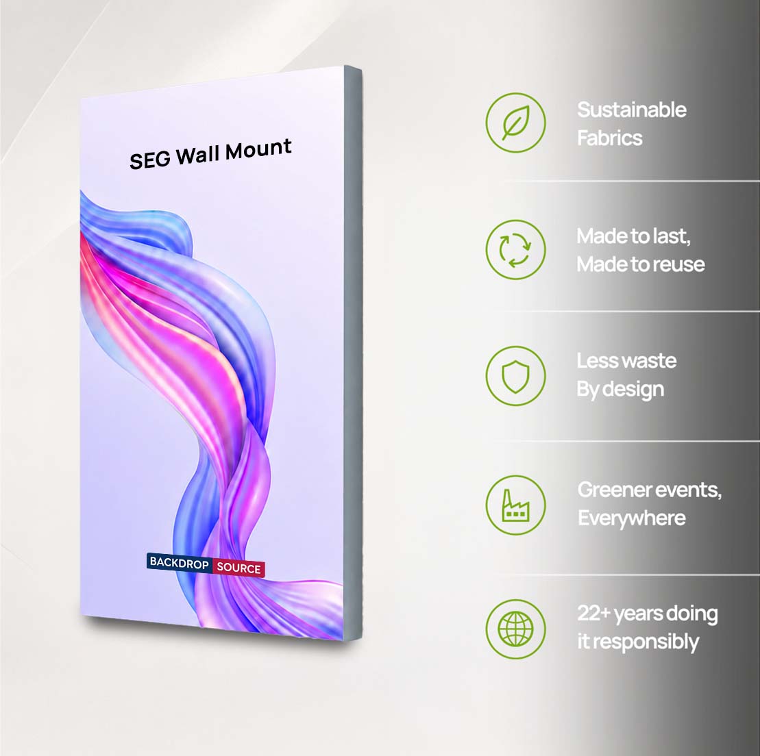 Non-Backlit Wall-Mounted SEG Fabric display - 40mm Depth