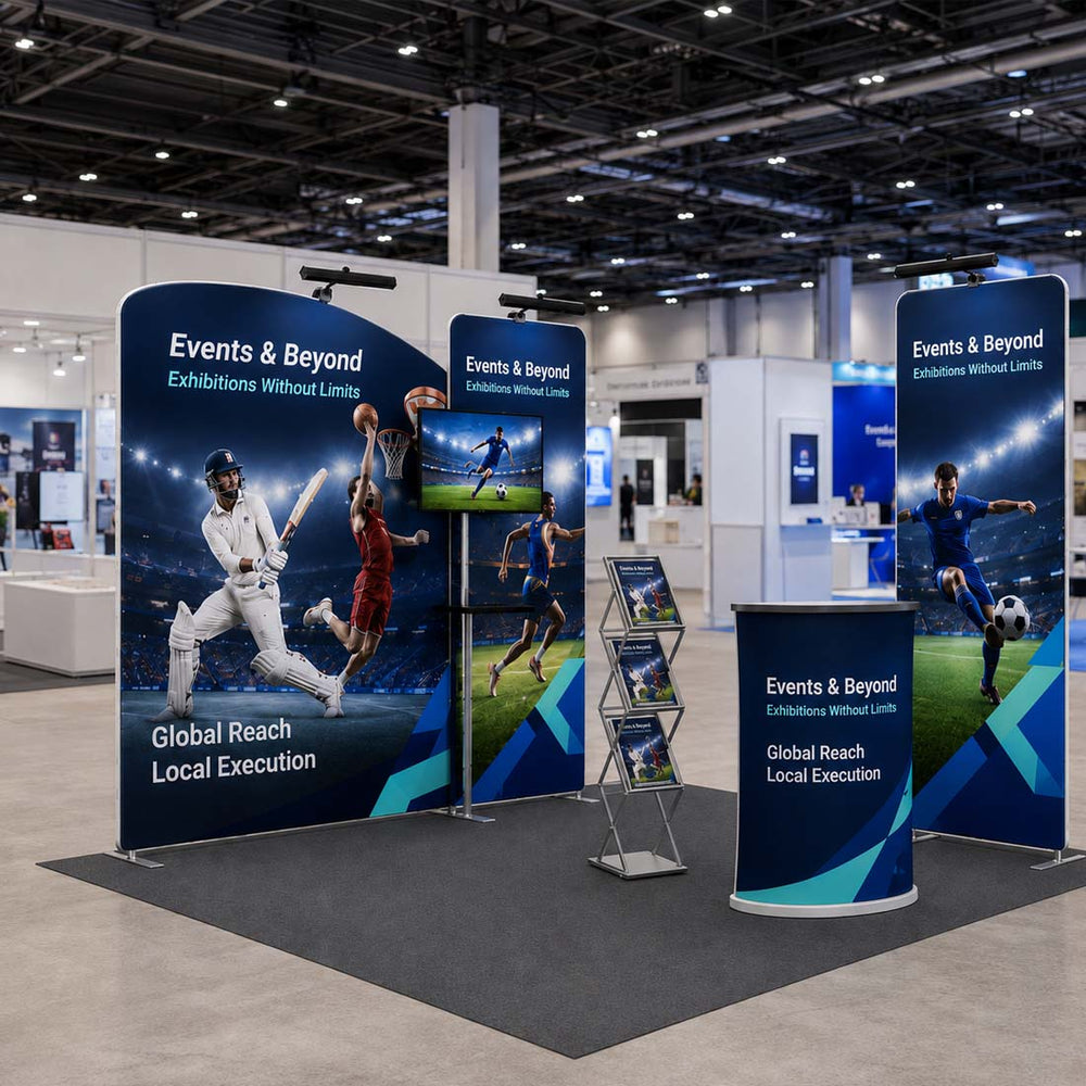 3m Wide Premium Modular Exhibition Booth Kit with TV Display