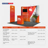 Kit de stand 3x3m avec paroi incurvée, tour porte-écran TV et bannière