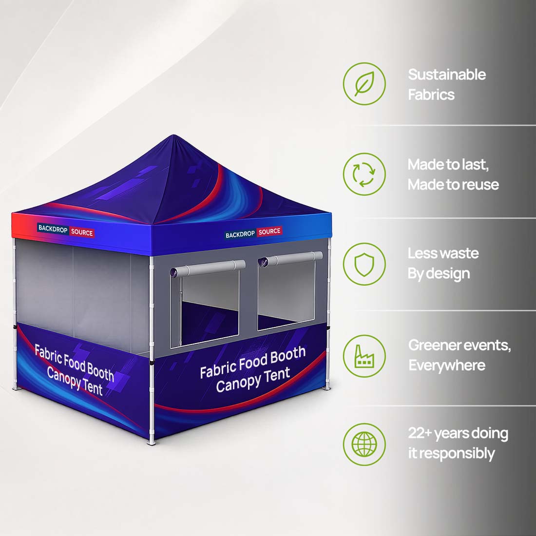 Tente pliante de stand alimentaire en tissu 3 m x 3 m