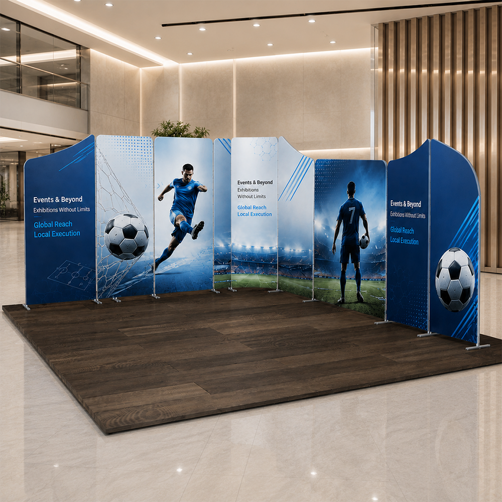 Mur de stand en tissu magnétique 5x5 m avec 10 panneaux