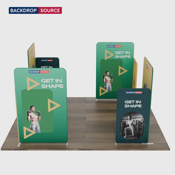 Mur de stand en tissu magnétique 6x6m avec 8 panneaux droits