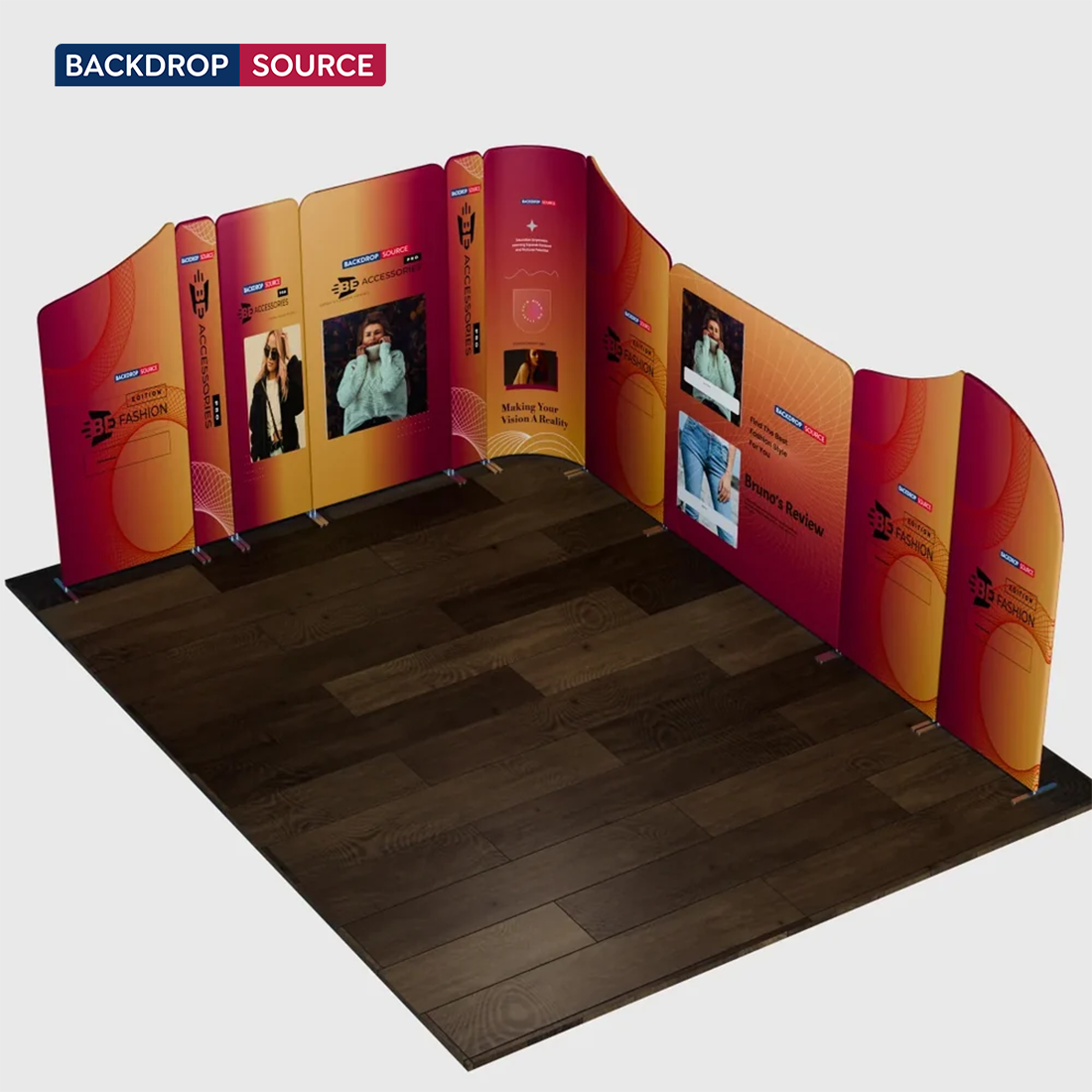 Mur de stand en tissu magnétique 5x5 m avec 10 panneaux