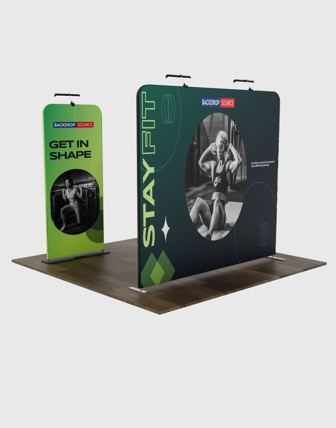 Essentiels pour salon EZ : Kit de stand 3mx3m avec mur arrière et porte-bannière