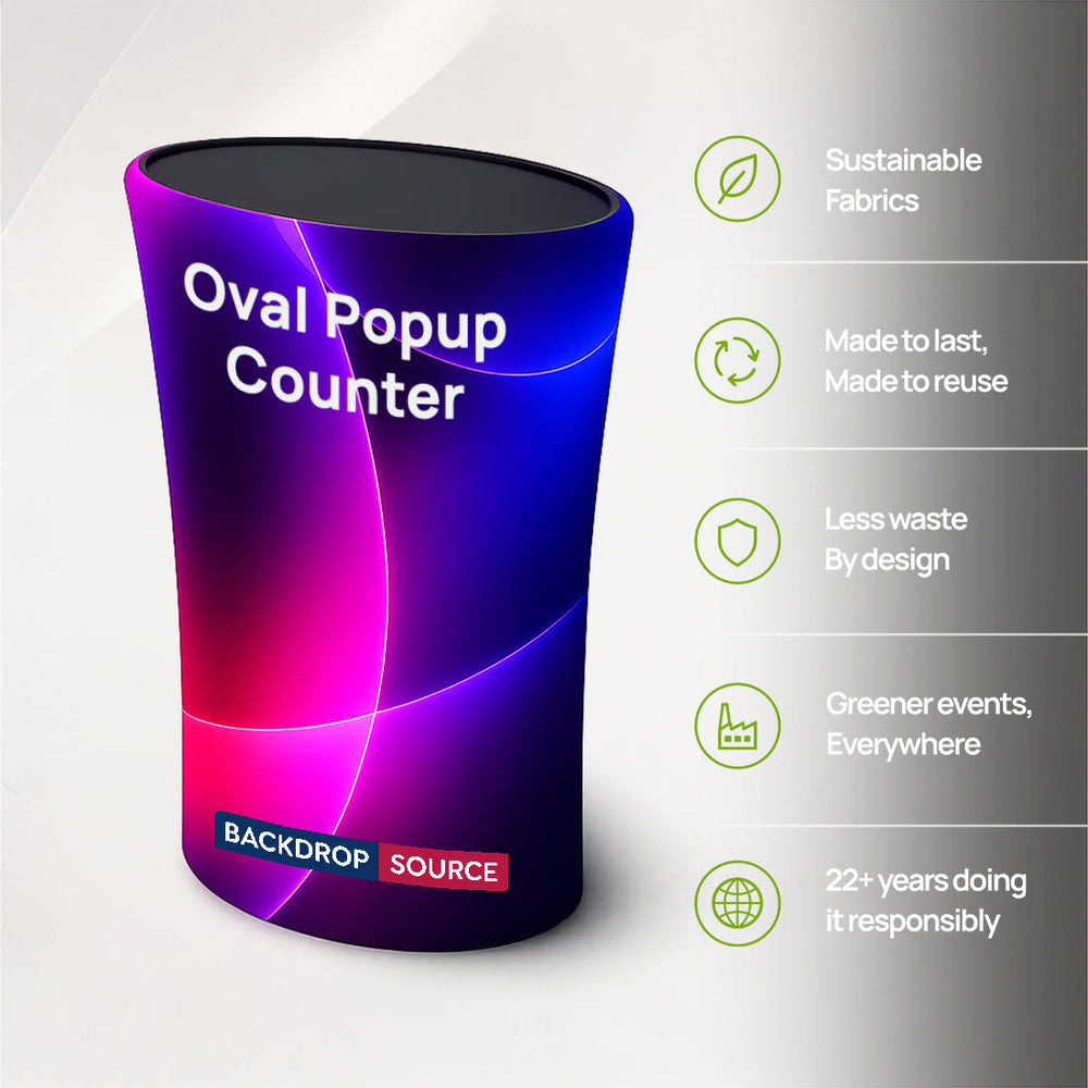 Comptoir pliable ovale en tissu rétroéclairé