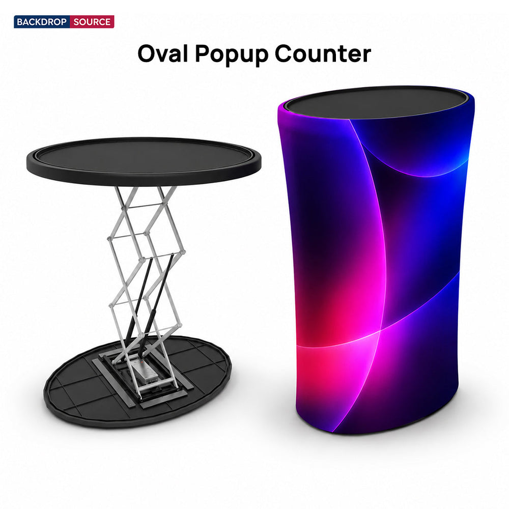Comptoir pliable ovale en tissu rétroéclairé