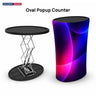 Comptoir pliable ovale en tissu rétroéclairé