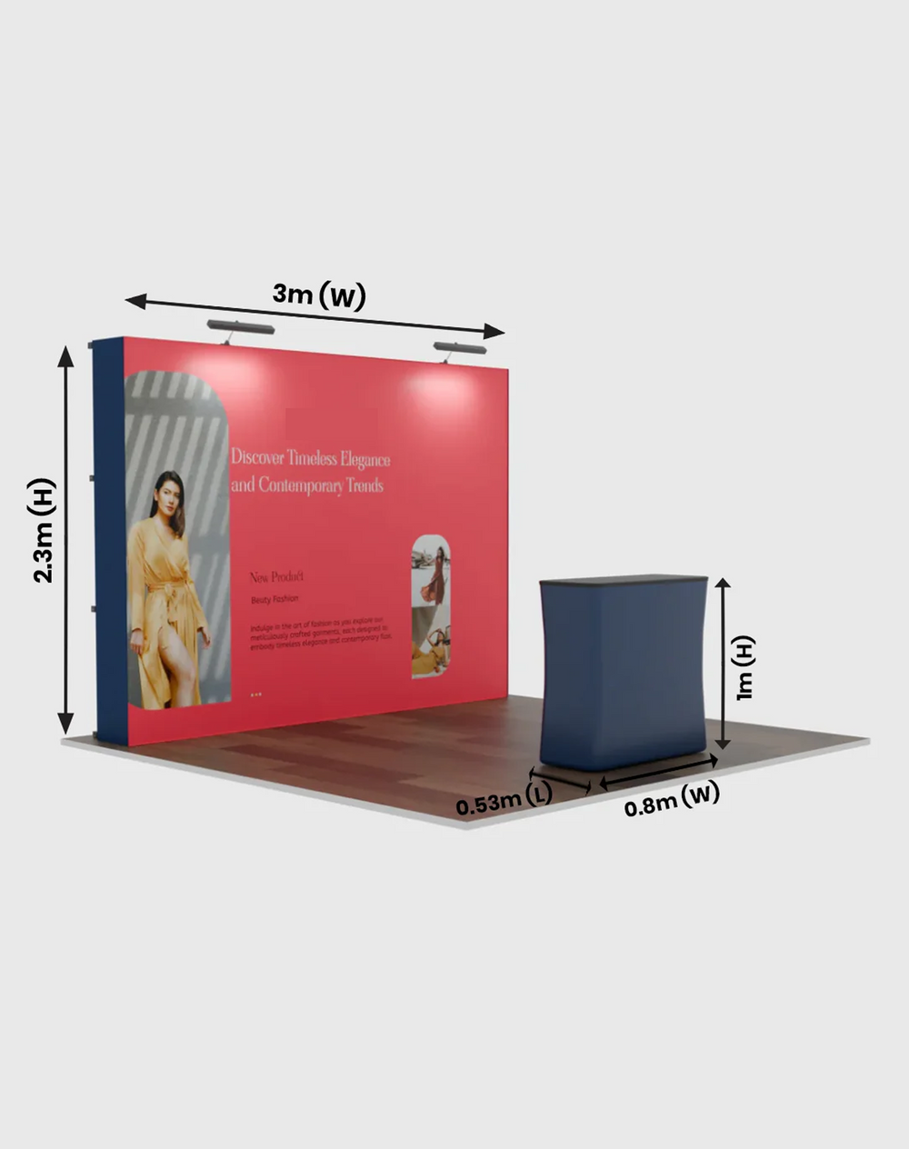 3m x 3m Straight Popup Exhibit Pro 3-in-1 Display Kit with Illume Lights