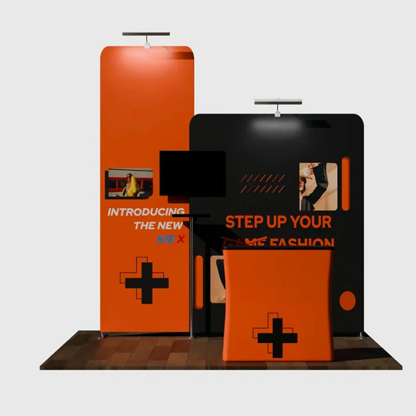 Kit de stand 3x3m avec murs droits hauts et larges, comptoir et TV