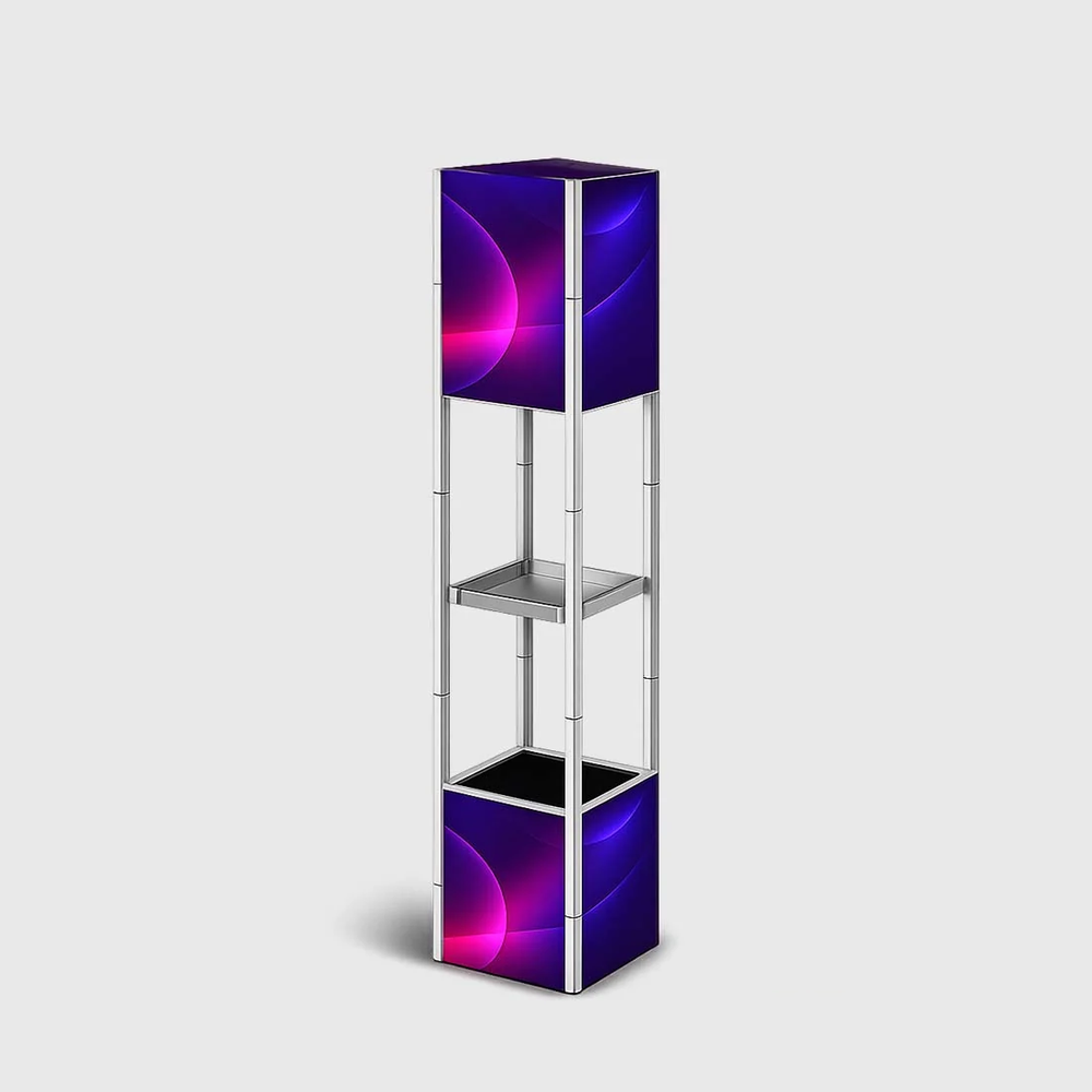 Square Portable Aluminum Spiral Tower Display - 5 Layer Shelves