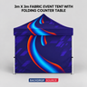 Tente événementielle en tissu 3 m x 3 m avec comptoir pliant