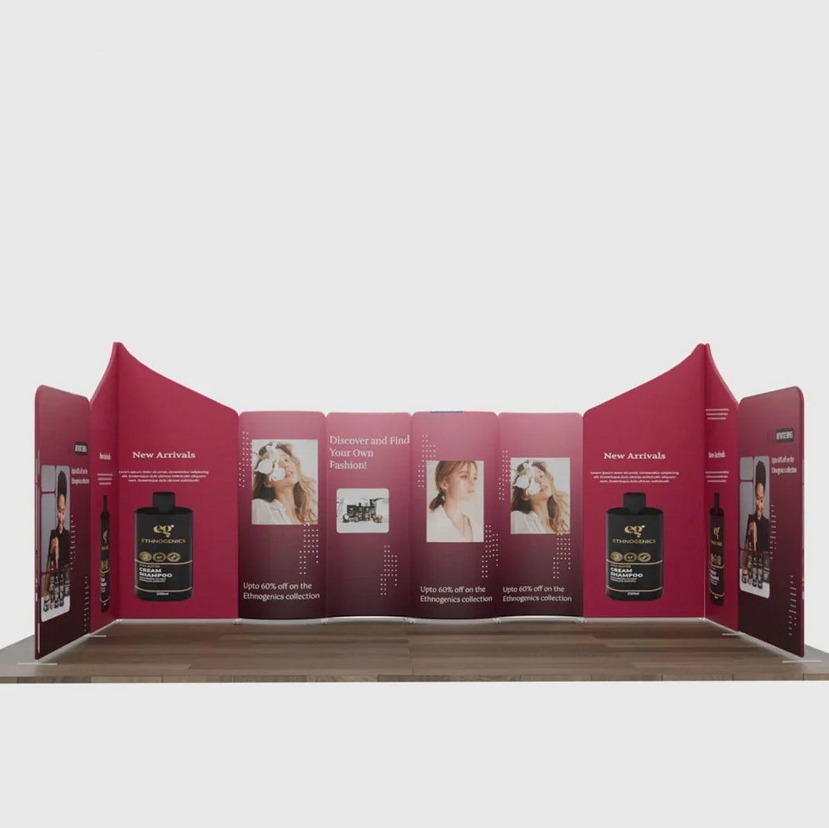 6x6m Magnetic Fabric Booth Wall with 10 Curved & Slope Panels