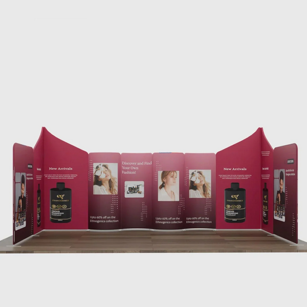 Mur de stand en tissu magnétique 6x6 m avec 10 panneaux incurvés et inclinés