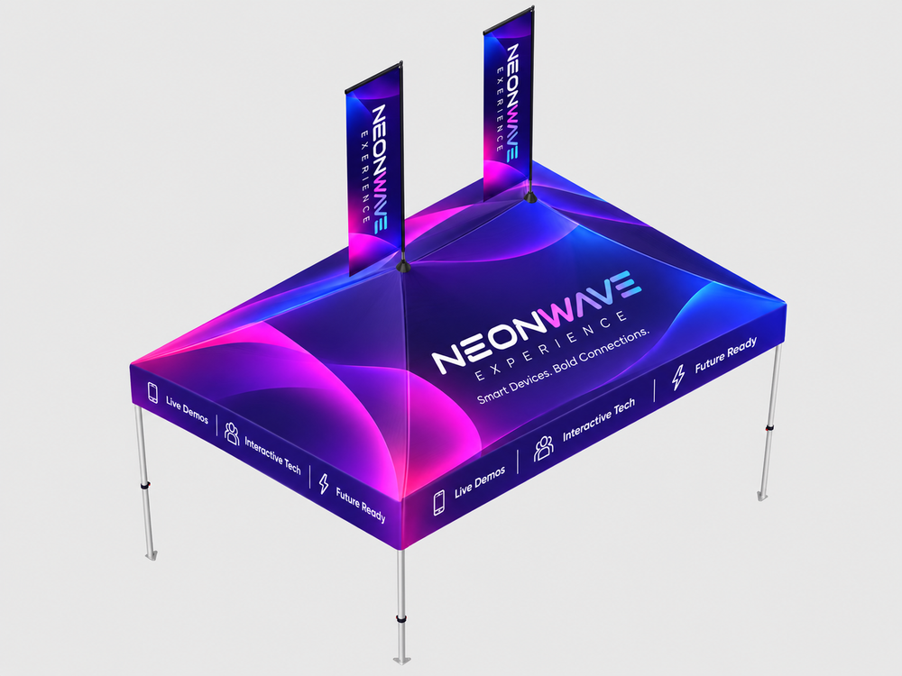 Tente pliante 4,5 m x 3 m avec kit de drapeau à voile