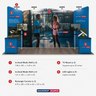 Kit de stand 6x3m avec quatre parois inclinées et 2 comptoirs