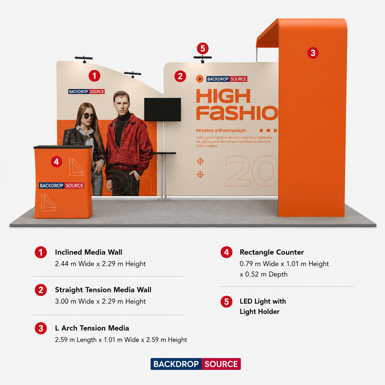 6x3m Straight Backdrop with Arch Exhibition Kit