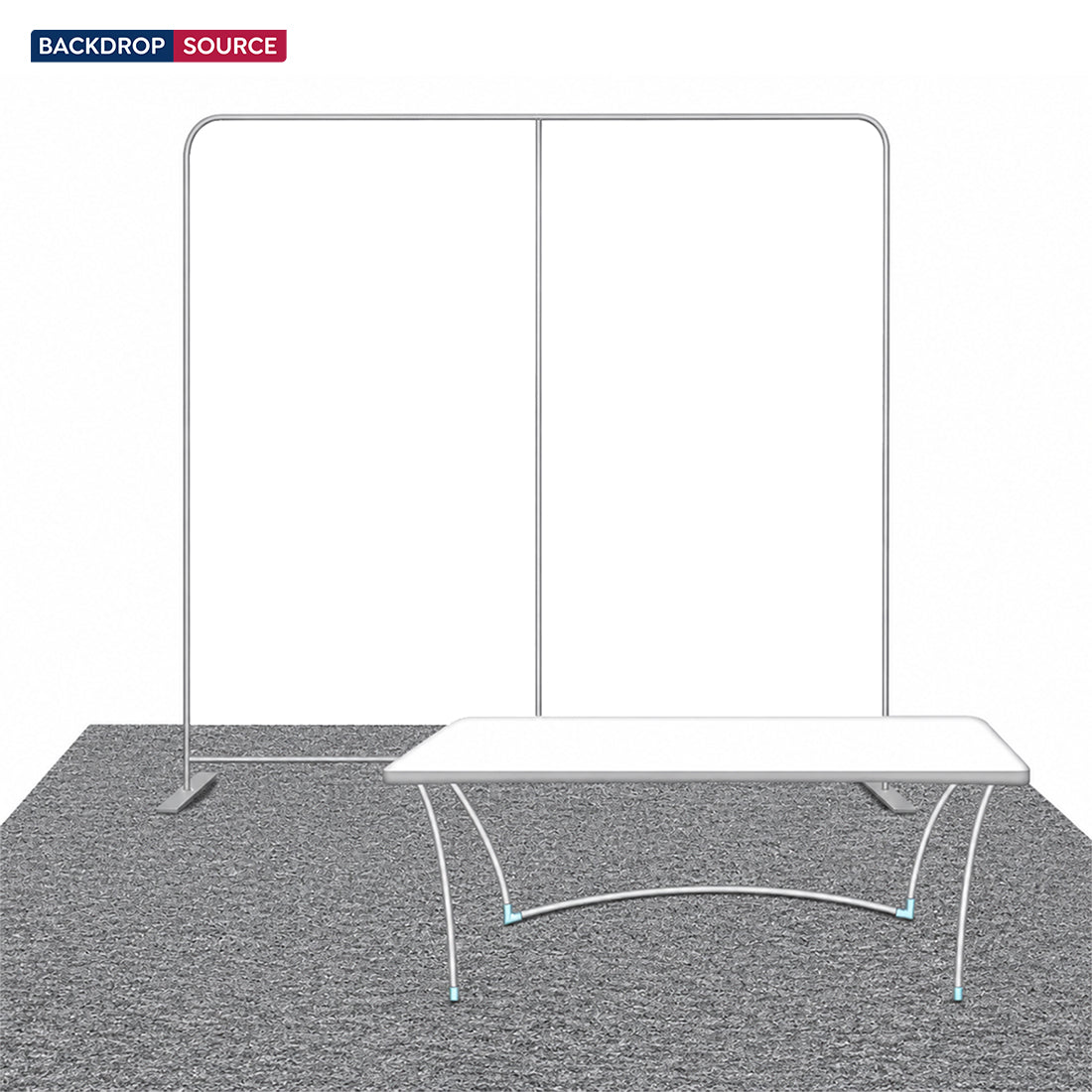Kit de stand compact 3x3m avec mur arrière et nappe personnalisée