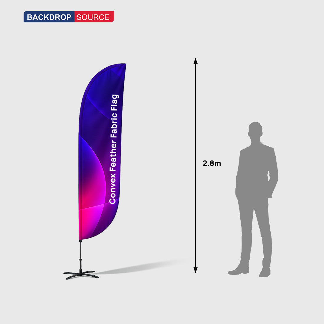Drapeau publicitaire en forme de plume convexe