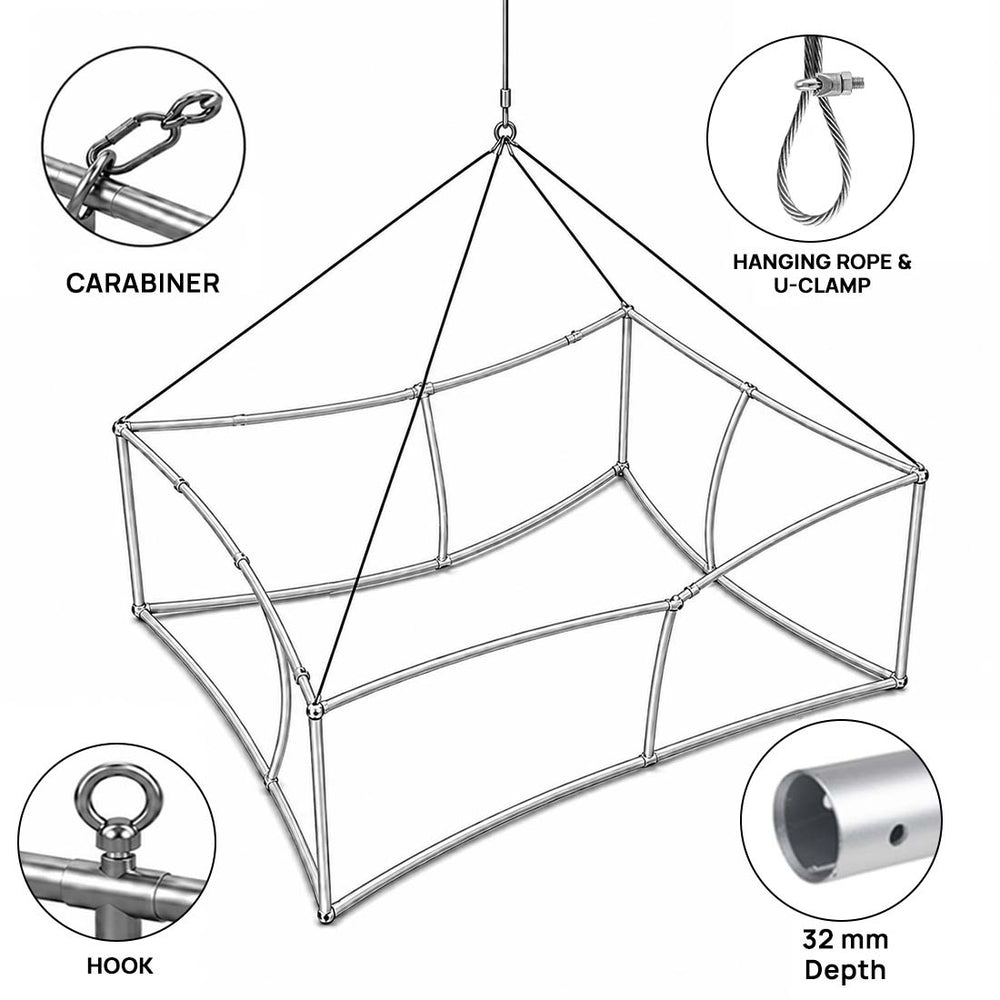 Bannière suspendue carrée incurvée (4 faces)