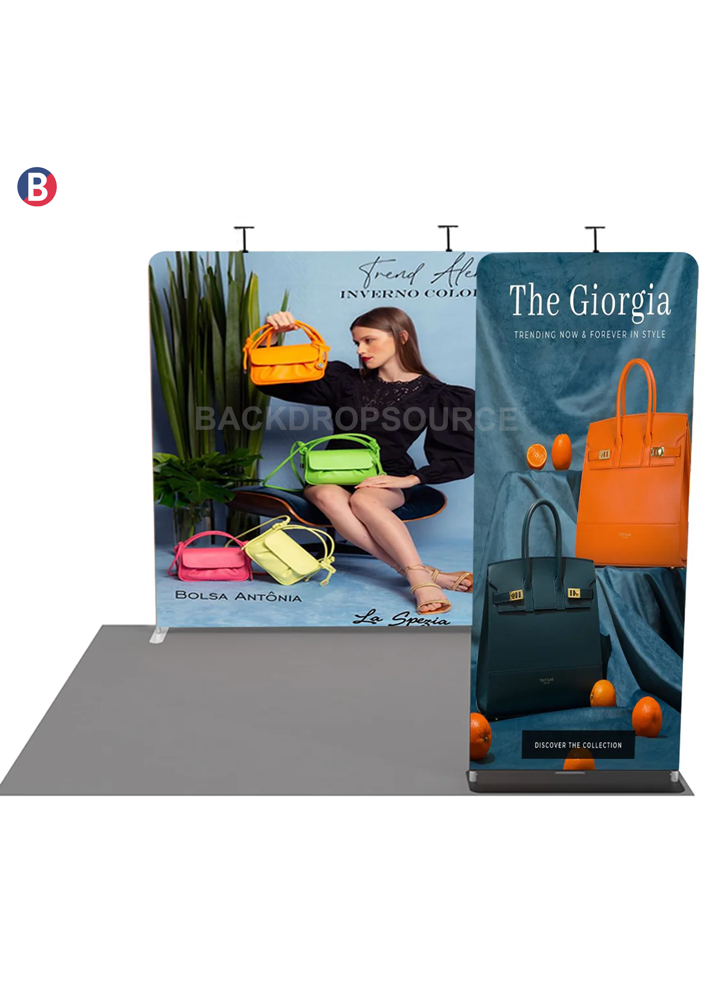 EZ Exhibit Essentials: 3mx3m Booth Kit with Backwall and Banner Stand