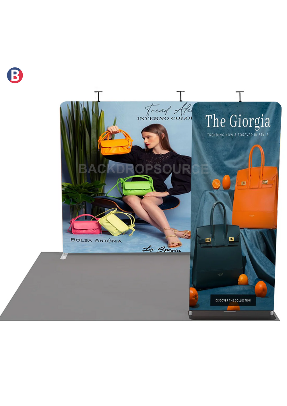 Essentiels pour salon EZ : Kit de stand 3mx3m avec mur arrière et porte-bannière