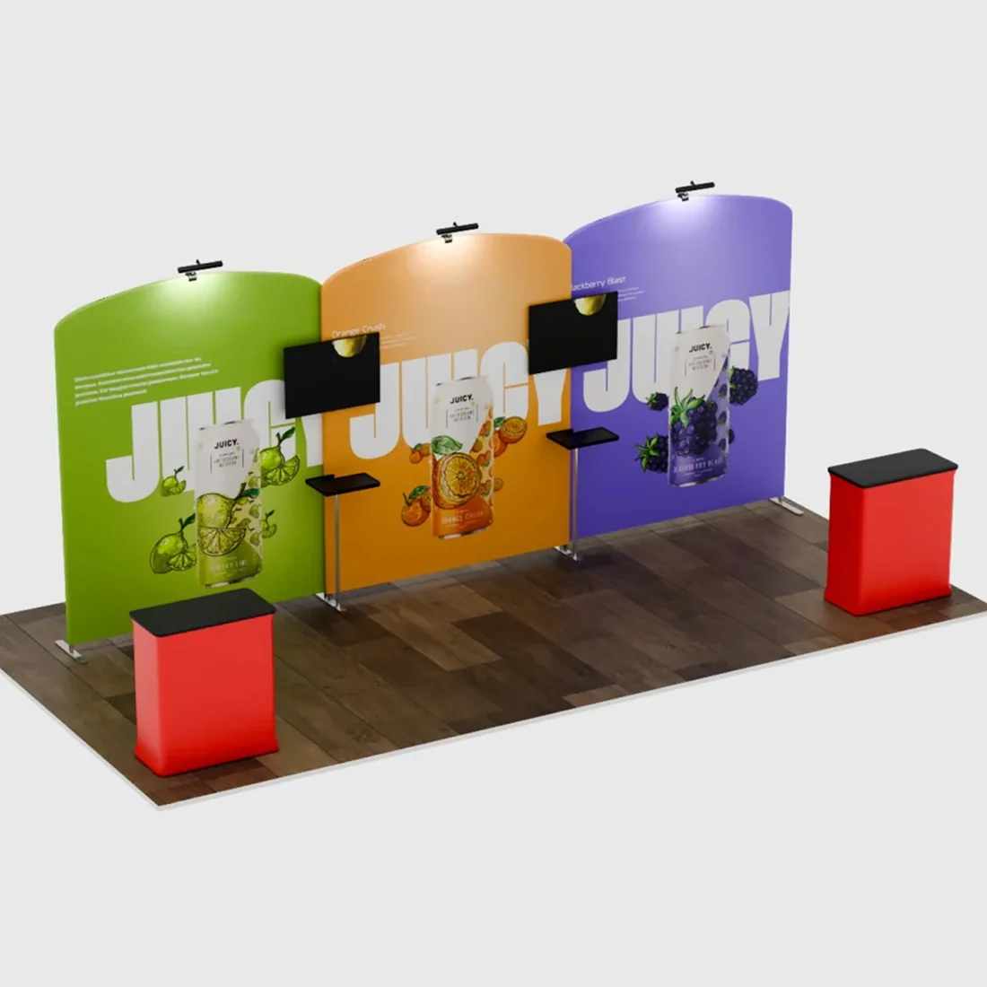 6x3m Booth Kit with Three Curved Arch Walls & 2 Counters