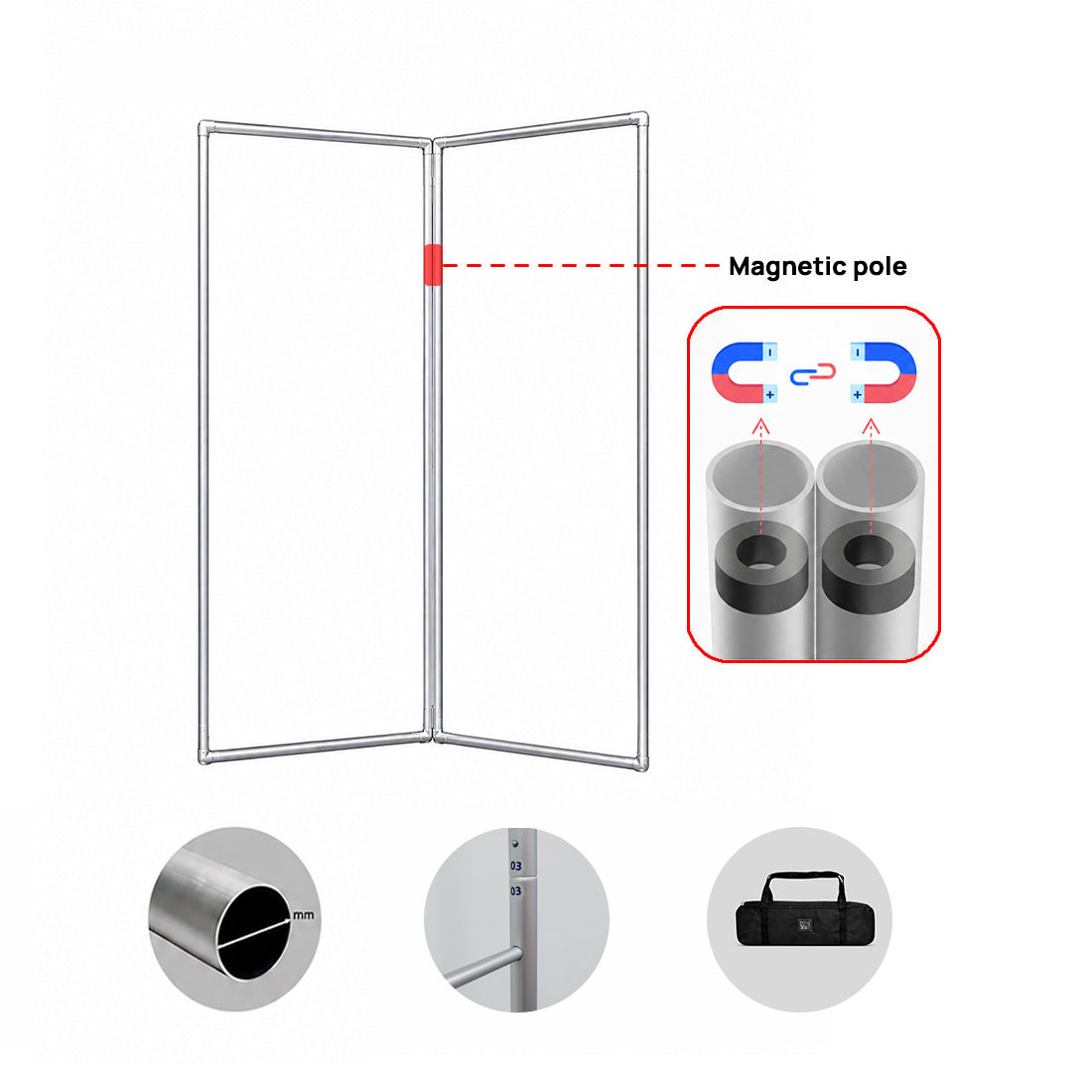 Paravent magnétique en tissu – 2 panneaux