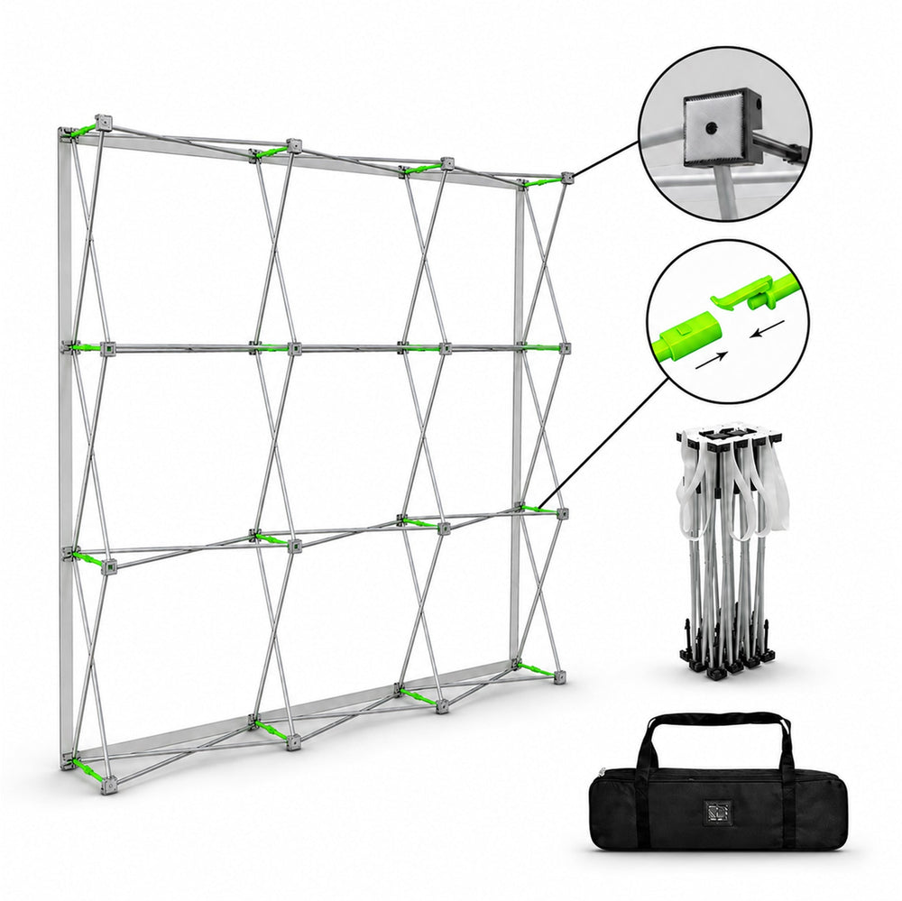 Kit de stand parapluie droit en tissu avec éclairage à pince