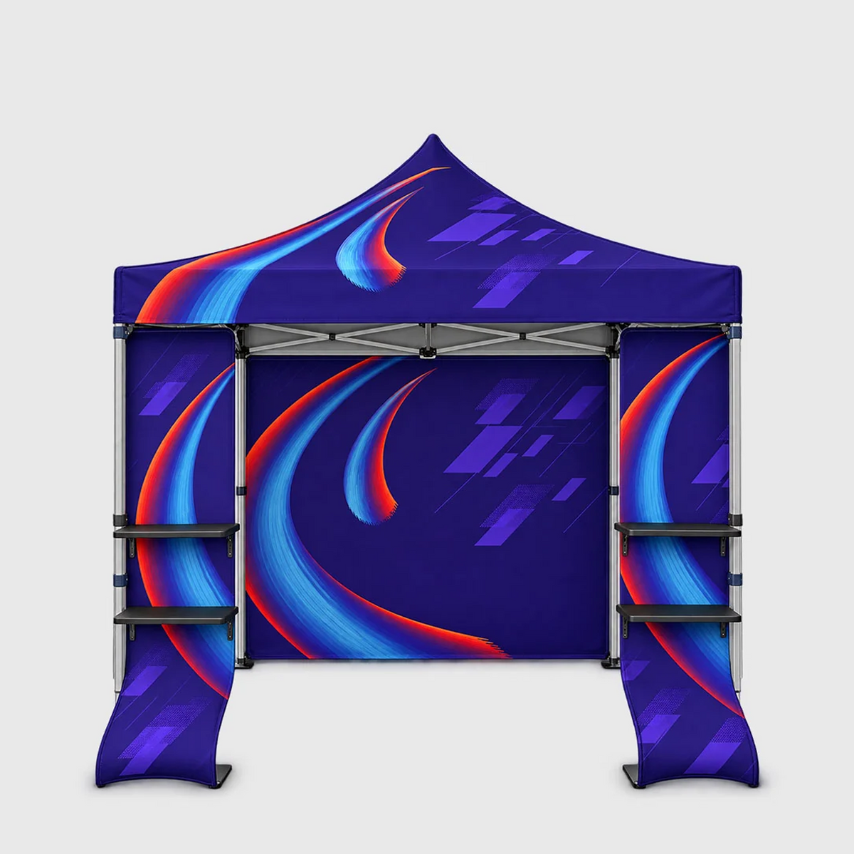3m x 3m Fabric Canopy Kit with Waterfall Shelves & TV Mounts