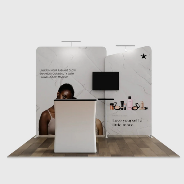 Kit de stand  3x3m avec grand mur droit et panneau latéral incliné