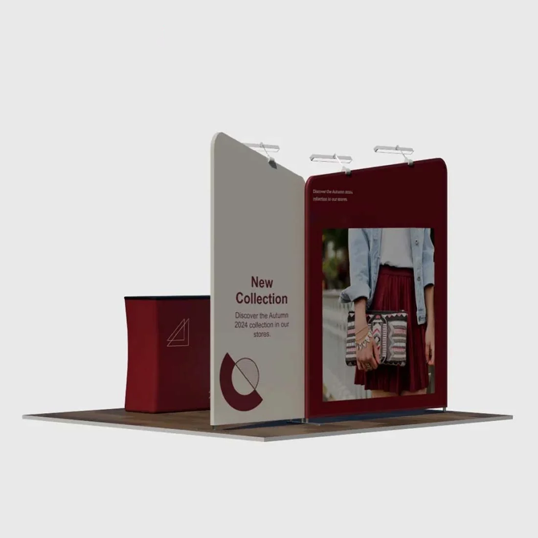 Kit d'exposition incliné pour stands de 3 m de large