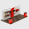 6x3m Straight Wall Booth Kit with 2 TV Mounts & Tables
