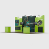 6x3m Booth Kit with Straight Centre Wall & Inclined Side Walls
