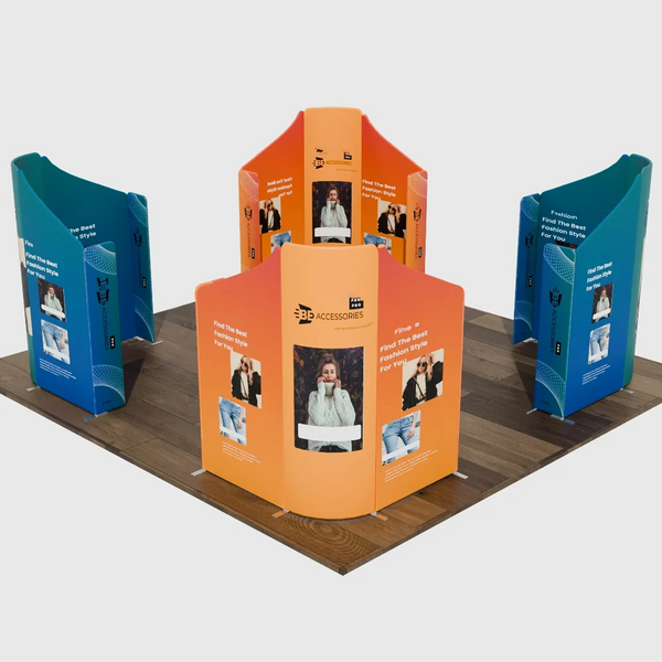 Mur de stand en tissu magnétique de 6x6 m avec 20 panneaux mixtes