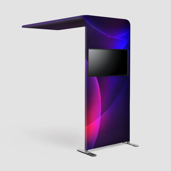 Kit d'exposition modulaire premium en L avec support TV pour stands de 3 m de large