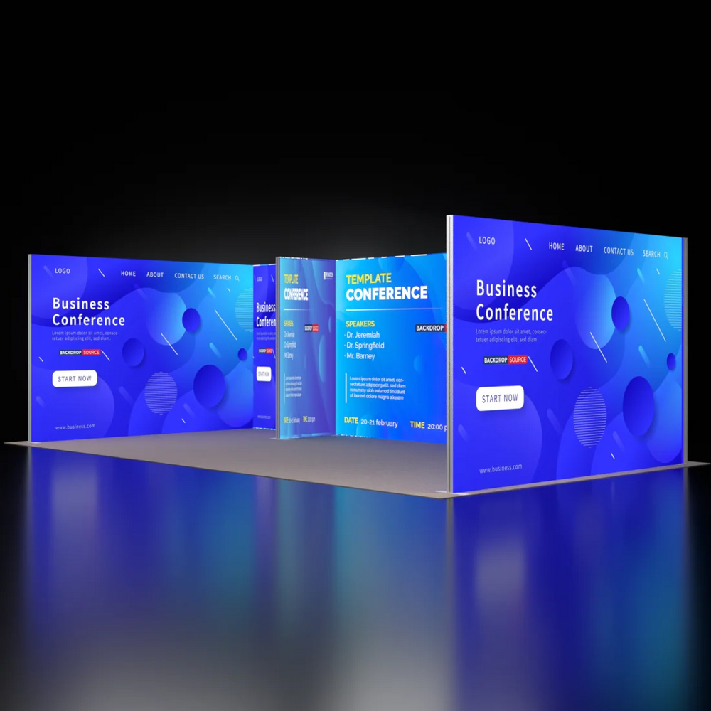 Kit de stand SEG rétroéclairé avec 2 cloisons et caissons lumineux latéraux