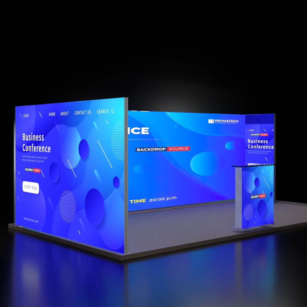 Kit de stand en U 6m rétroéclairé SEG avec comptoir lumineux