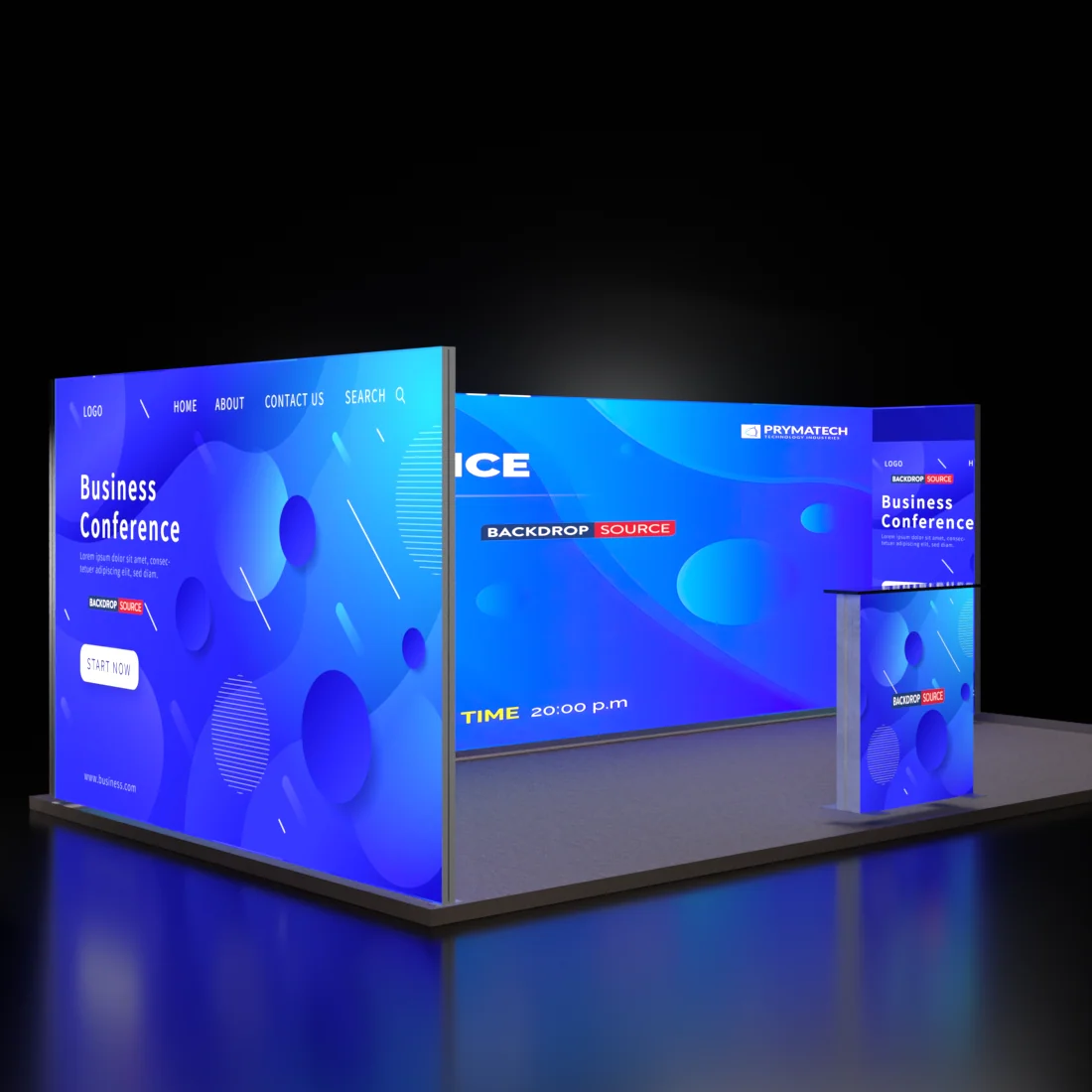 Kit de stand en U 6m rétroéclairé SEG avec comptoir lumineux