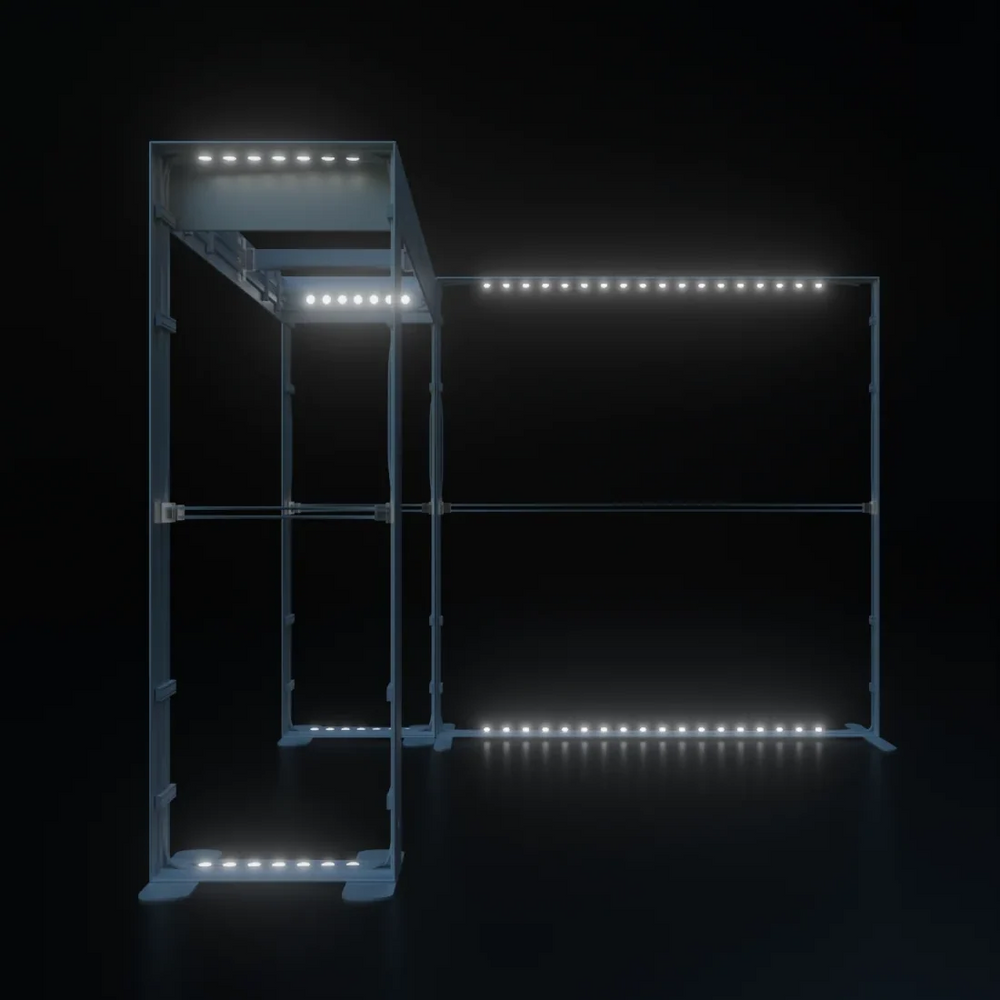 Kit de stand rétroéclairé SEGO 3x3m avec mur arrière en arche carrée