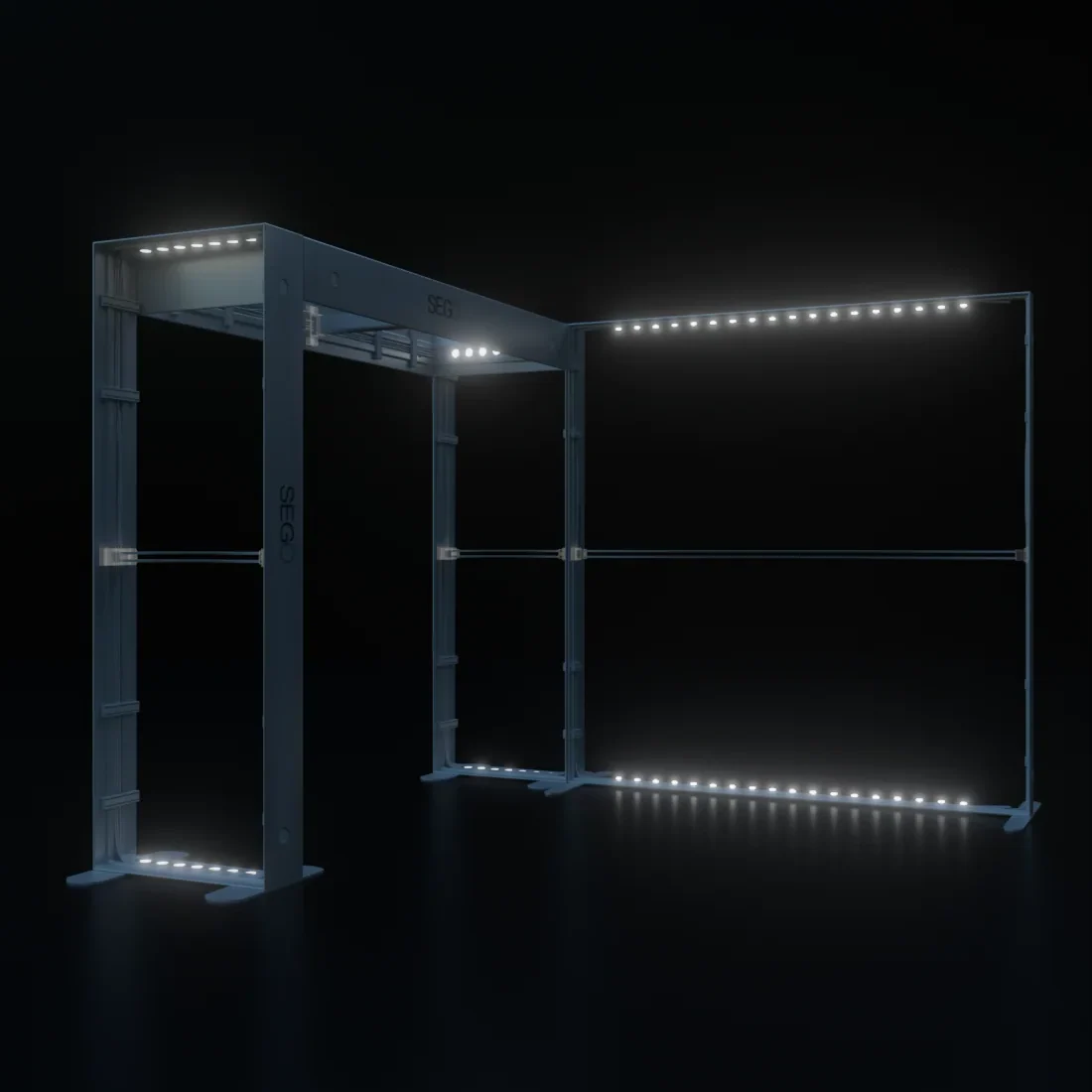 Kit de stand rétroéclairé SEGO 3x3m avec mur arrière en arche carrée