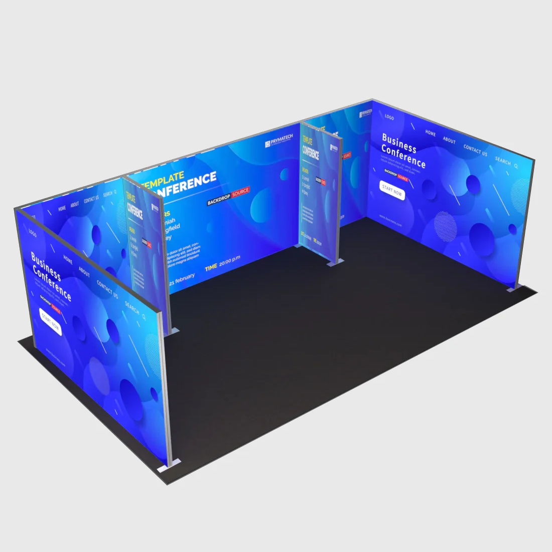 Kit de stand SEG rétroéclairé avec 2 cloisons et caissons lumineux latéraux